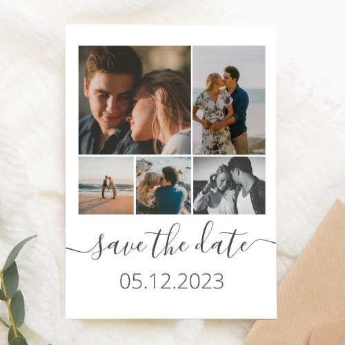 Five Photos Collage Inspiring Save the Date