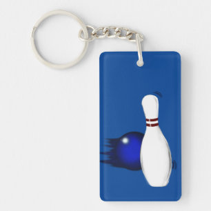 Five Pin Bowling Strike Sport Design Keychain