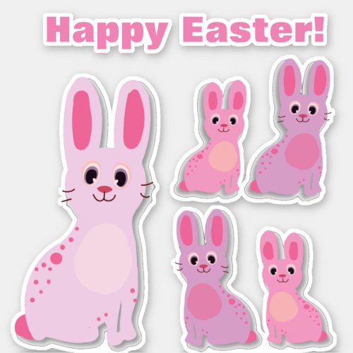 Five Pink Rabbits Easter Sticker