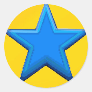 Five Point Blue Star  Classic Round Sticker