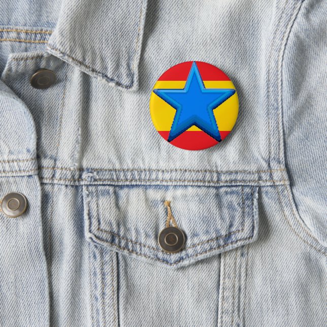 Five Point Blue Star Red Button (In Situ)