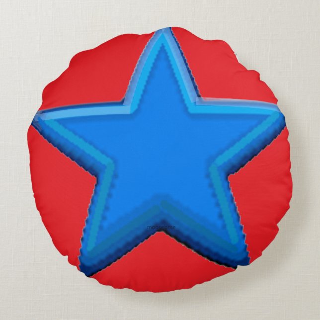 Five Point Blue Star   Round Pillow (Back)