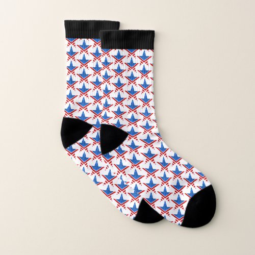 Five_point star with American flag colors Socks