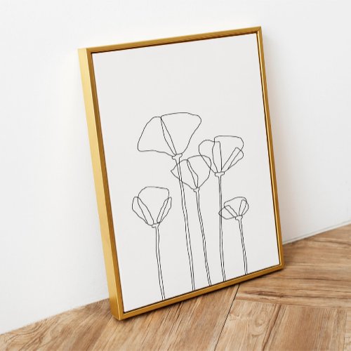 Five Poppies Line Art Print