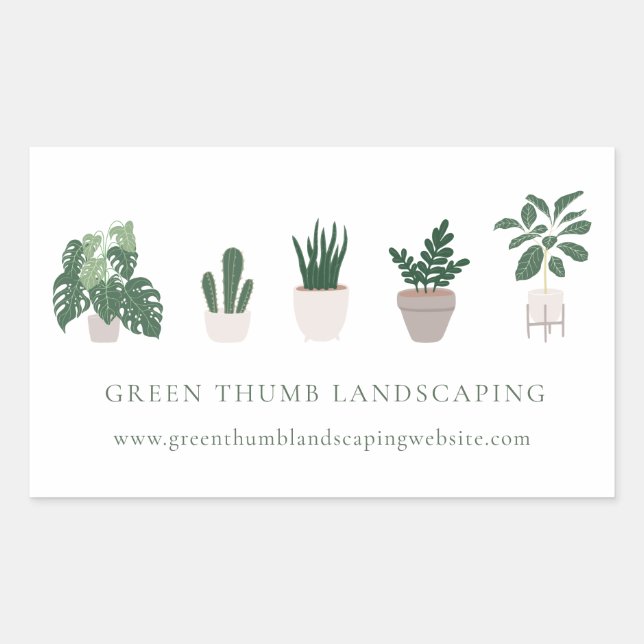 Five Potted Plants Rectangular Sticker (Front)