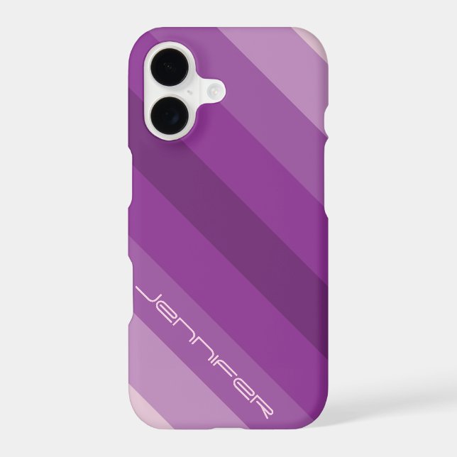 Five Purple Diagonal Stripe Custom Name Case-Mate iPhone Case (Back)