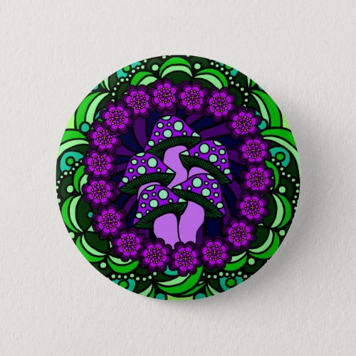 Five Purple Mushrooms Button