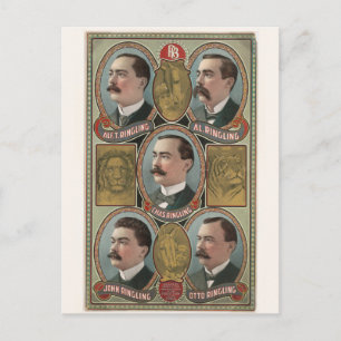 Five Ringling Brother's Bust Portraits Postcard