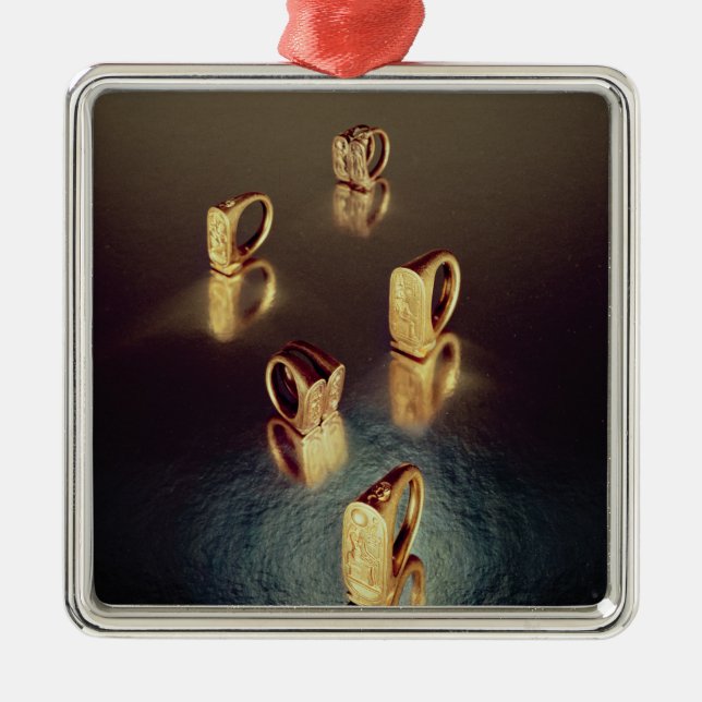 Five rings, from the Tomb of Tutankhamun Metal Ornament (Front)