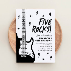 Five Rocks Guitar Rock and Roll 5th Birthday Invitation