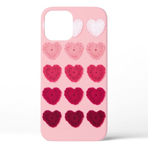 FIVE ROWS AND COLUMNS OF KNITTED HEARTS iPhone 12 CASE