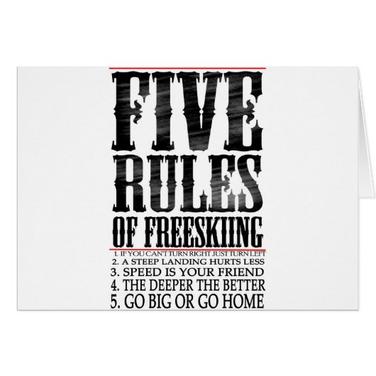 five rules of freeskiing cards (Front Horizontal)