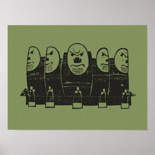 Five shield with faces by Gerrit Willem Dijsselhof Poster (Front)