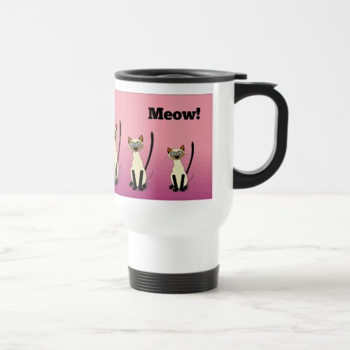 Five Siamese Cats Pink Travel Mug Stainless Steel