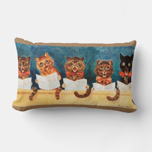 Five Singing Cats, Louis Wain Lumbar Pillow (Front)