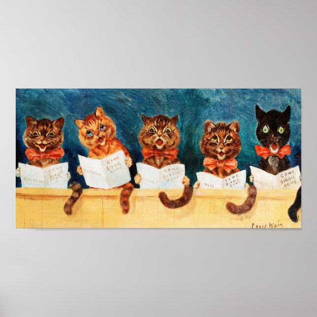 Five Singing Cats, Louis Wain Poster (Front)