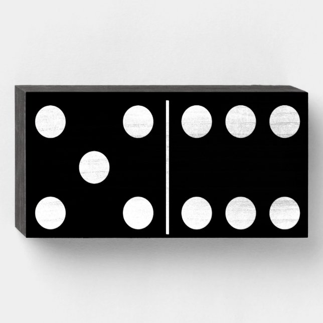 Five Six Black Domino Wood Box Wall Art (Front Horizontal)
