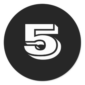 Five Small Round Black Number Stickers by Janz