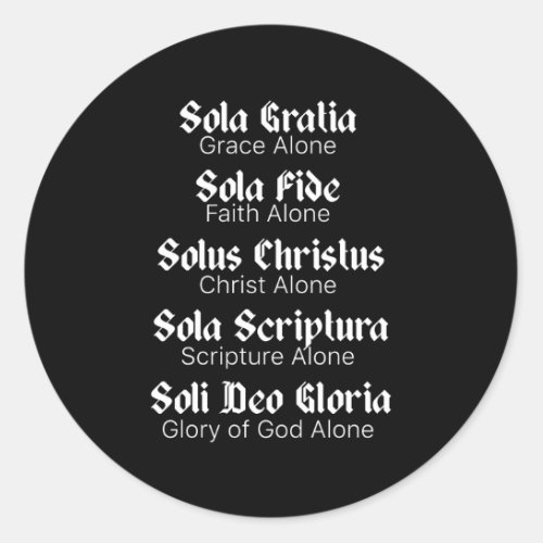 Five Solas Reformed Christian Protestant Theology Classic Round Sticker