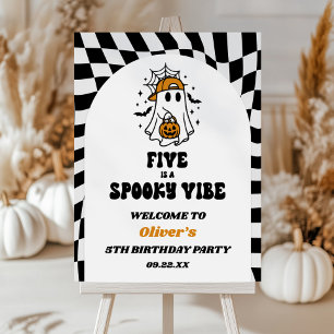 Five Spooky Vibe 5th Birthday Party Welcome Sign