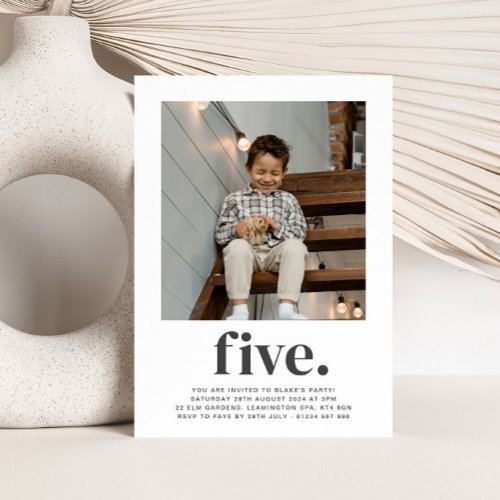 Five _ Square Photo Birthday Invitation