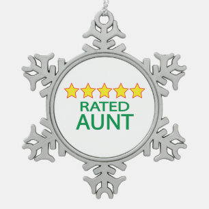 Five Star Aunt Snowflake Pewter Christmas Ornament