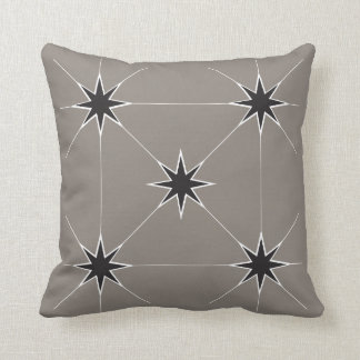 Five Star Black on Silver background. Throw Pillow