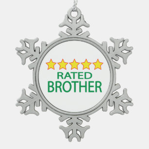Five Star Brother Snowflake Pewter Christmas Ornament