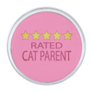 Five Star Cat Parent Silver Finish Lapel Pin