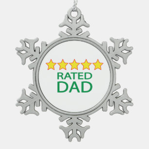 Five Star Dad Snowflake Pewter Christmas Ornament
