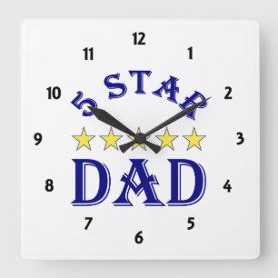 Five Star Dad Square Wall Clock