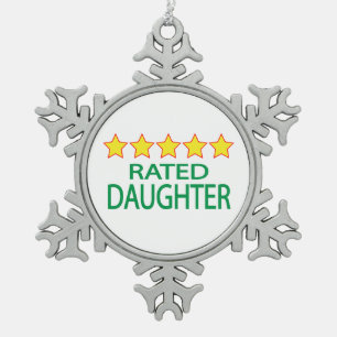 Five Star Daughter Snowflake Pewter Christmas Ornament