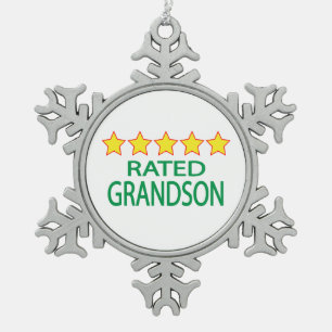 Five Star Grandson Snowflake Pewter Christmas Ornament