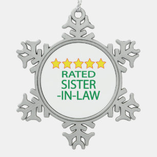 Five Star Sister-In-Law Snowflake Pewter Christmas Ornament