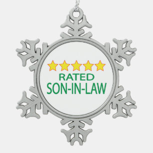Five Star Son-In-Law Snowflake Pewter Christmas Ornament