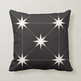 Five Star White on Black background. Throw Pillow