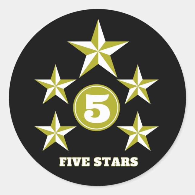 five stars amazing classic round sticker (Front)