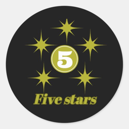 five stars celebration mood classic round sticker