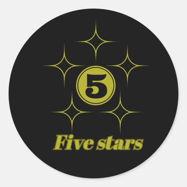 five stars cool classic round sticker (Front)
