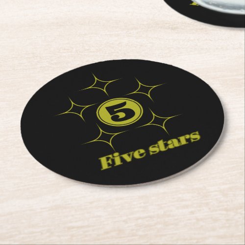 five stars cool round paper coaster