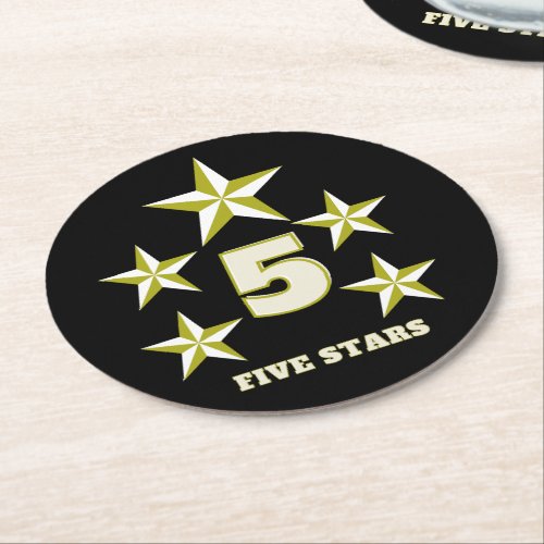 five stars round paper coaster