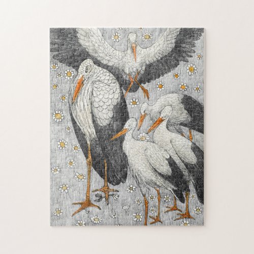 Five Storks in a Meadow _ Theo van Hoytema _ Jigsaw Puzzle