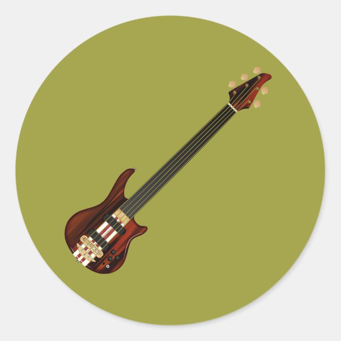 Five String Alembi Bass Guitar Round Sticker