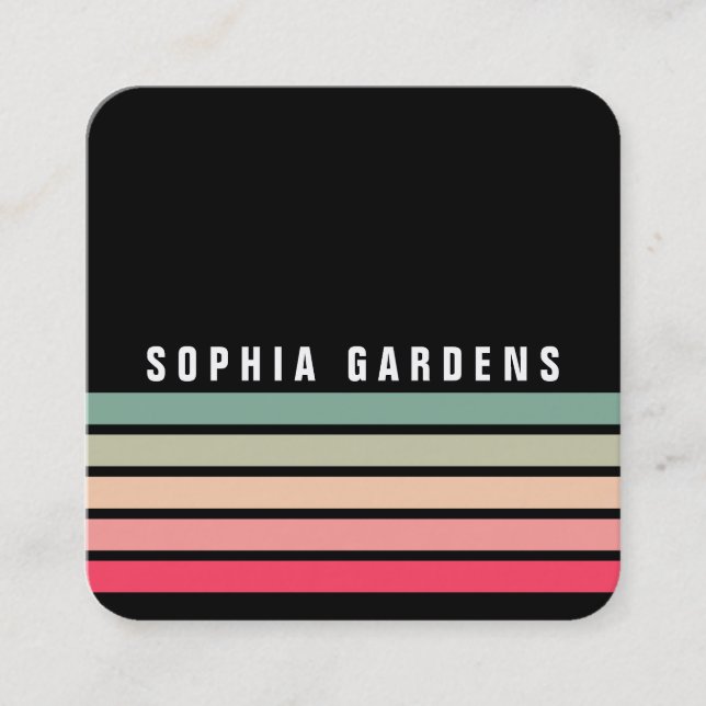 Five Stripes - Colors 01 - Black Square Business Card (Front)