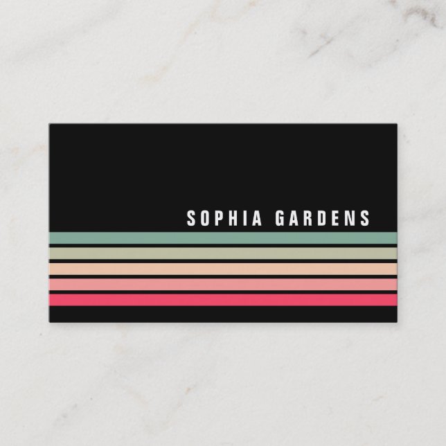 Five Stripes - Colors 01 - On Black Business Card (Front)