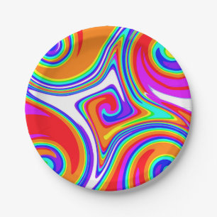 Five Swirls of Color 3 Paper Plate