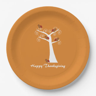 Five Thanksgiving Turkeys in a Tree Paper Plates