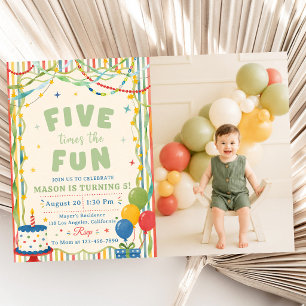 Five Times The Fun 5th Birthday Invitation