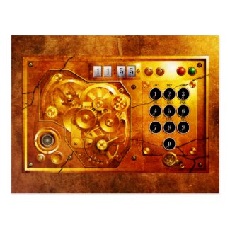 Five to of 12 Steampunk clock Grunge Postkarte