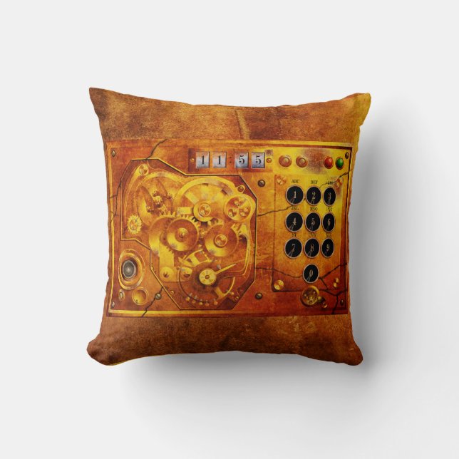 Five to of 12 Steampunk clock Grunge Throw Pillow (Front)